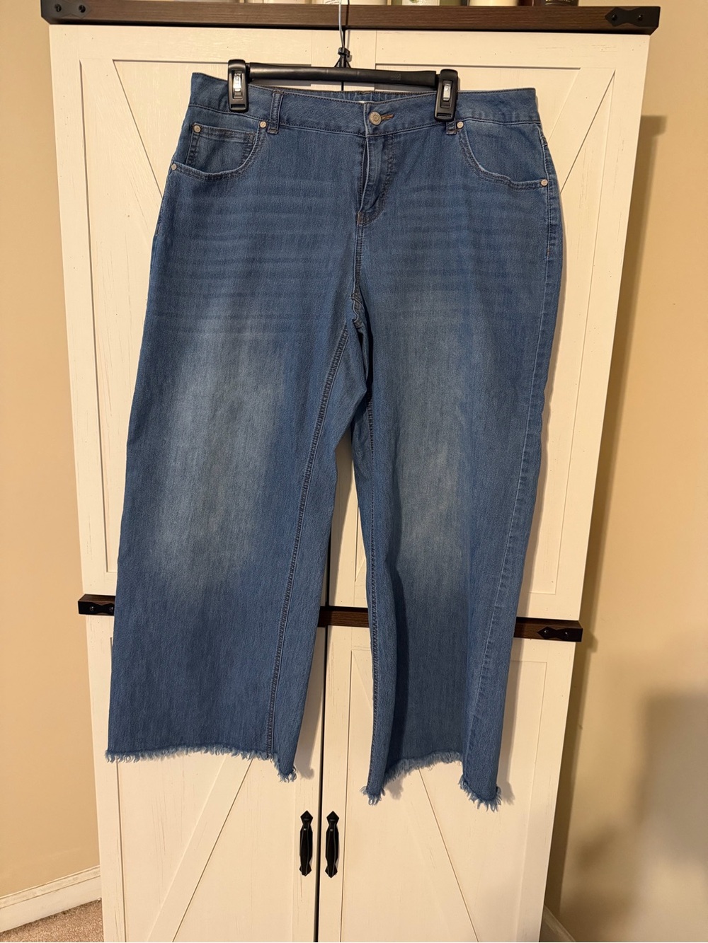 Cato Blue Wide Leg Jeans with Raw Hem
